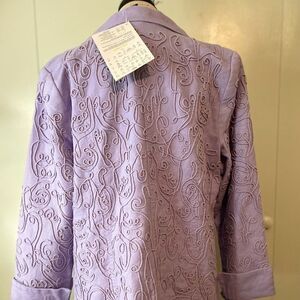 NWT vintage QVC Dialogue purple collared A-Line embroidered blazer Jacket - M